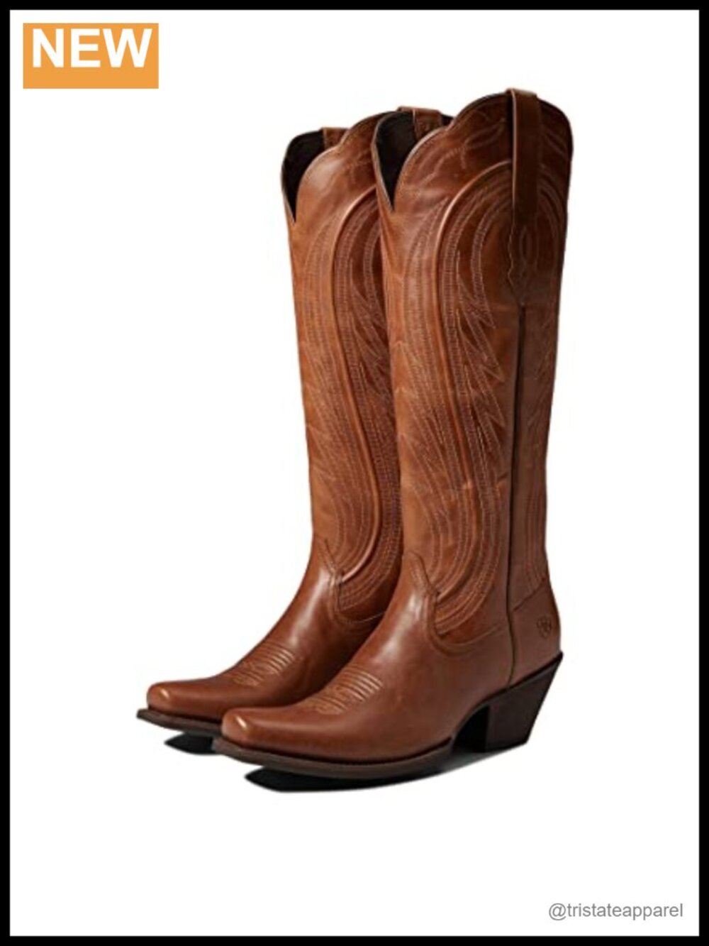Leather Western Boots Snip Toe Block Heel Zip